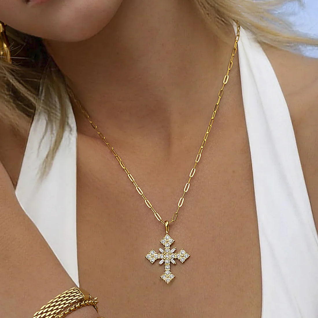 Necklace "Crystal Cross Magic"